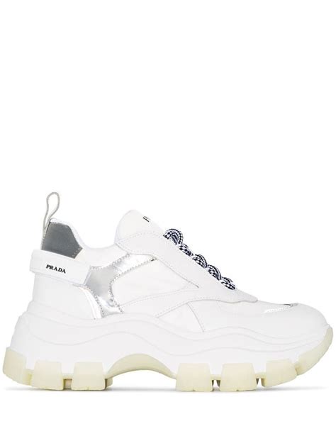 prada chunky sneakers white|Prada knit sneakers women's.